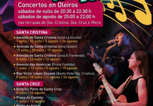 Todos os sábados de verán haberá música na rúa en Santa Cristina, Santa Cruz e Mera